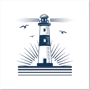 lighthouse by the sea Posters and Art